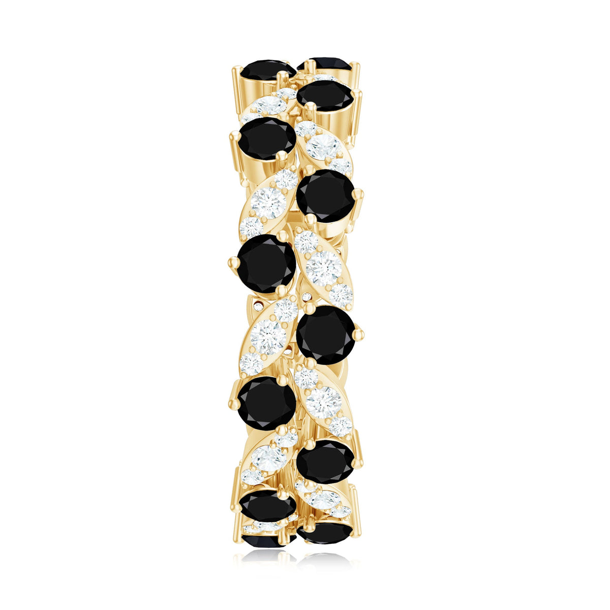 Nature Inspired Lab Grown Black Diamond Eternity Band Ring with Moissanite