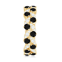 Nature Inspired Lab Grown Black Diamond Eternity Band Ring with Moissanite