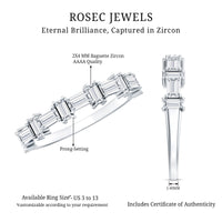 Baguette Cut Cubic Zirconia Designer Half Eternity Ring