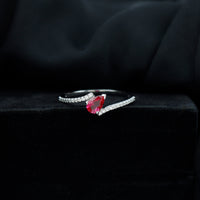 Pear Shape Lab Grown Ruby and Diamond Bypass Promise Ring