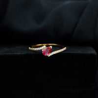 Pear Shape Lab Grown Ruby and Diamond Bypass Promise Ring