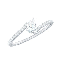 Tilted Pear Shape Simulated Diamond Bypass Promise Ring
