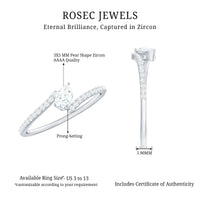 Tilted Pear Shape Simulated Diamond Bypass Promise Ring
