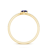 Certified Lab Created Blue Sapphire and Diamond Promise Ring with Bypass Shank
