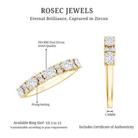 Oval and Round Cubic Zirconia Half Eternity Wedding Band