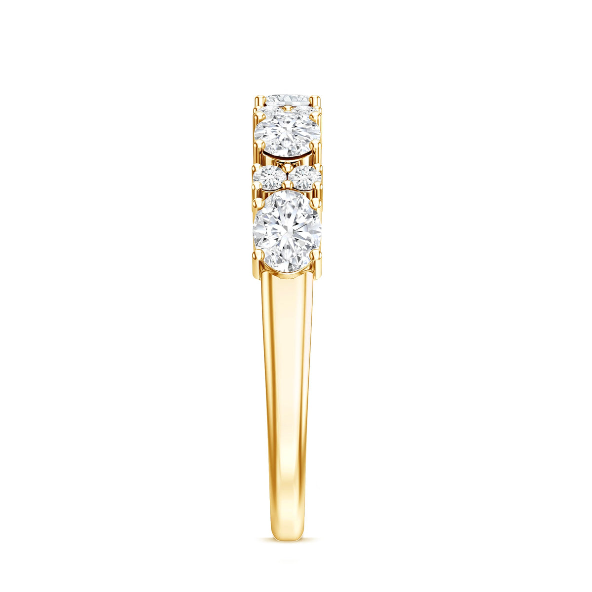 Oval and Round Cubic Zirconia Half Eternity Wedding Band