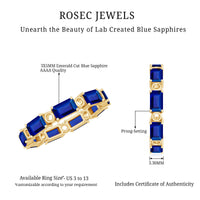 Certified Lab Grown Blue Sapphire Emerald Cut Eternity Band Ring