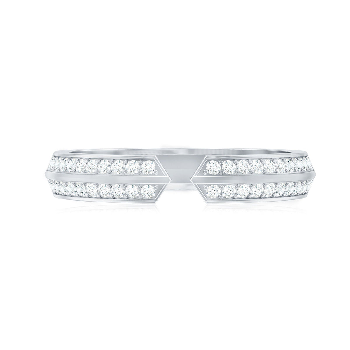 Certified Moissanite Open Cuff Ring for Women