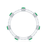 Natural Oval Emerald Diamond Eternity Marriage Anniversary Ring