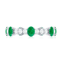 Natural Oval Emerald Diamond Eternity Marriage Anniversary Ring