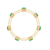 Natural Oval Emerald Diamond Eternity Marriage Anniversary Ring