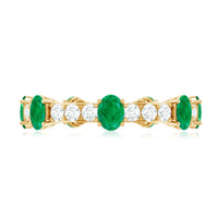 Natural Oval Emerald Diamond Eternity Marriage Anniversary Ring