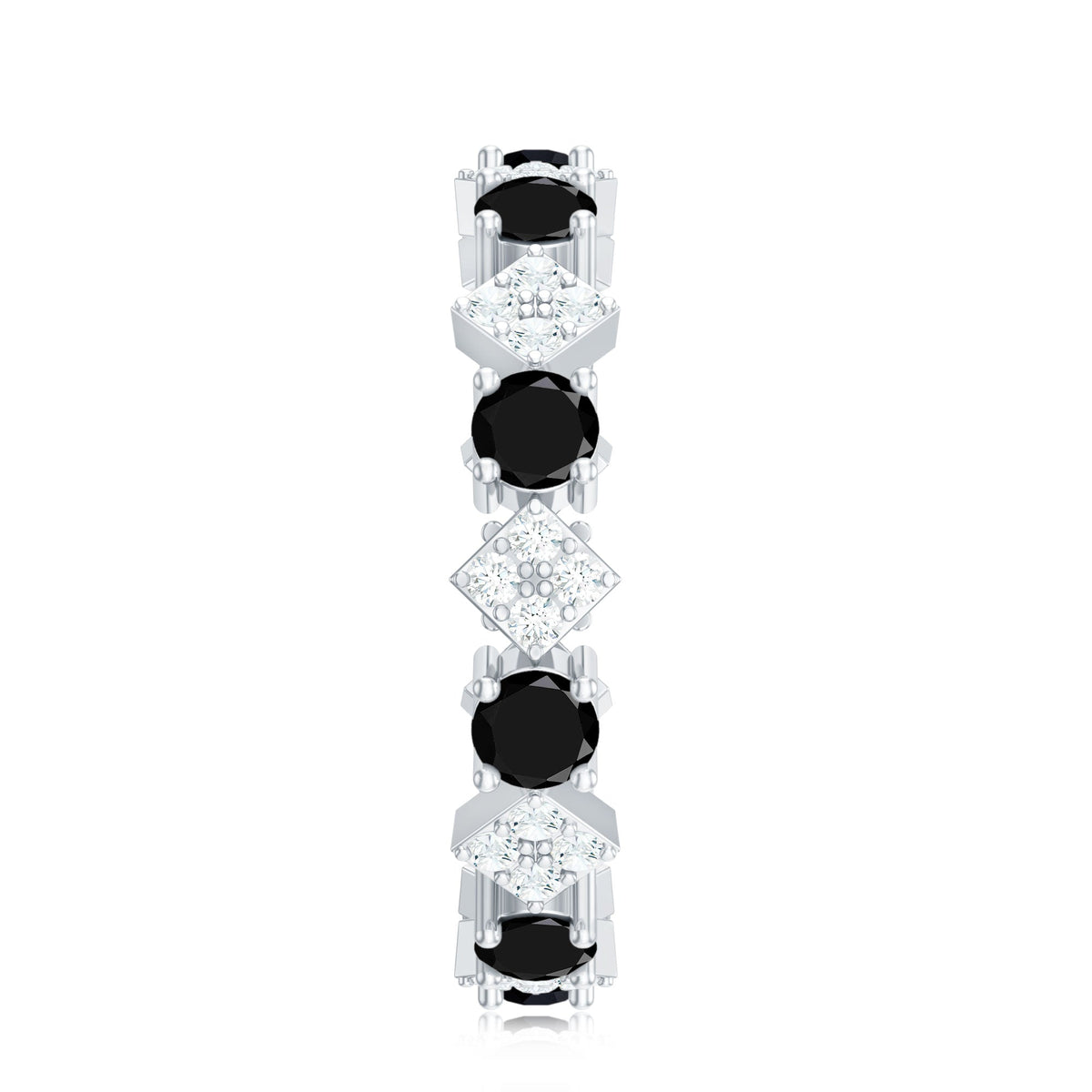 Lab Grown Black and White Diamond Eternity Ring for Women