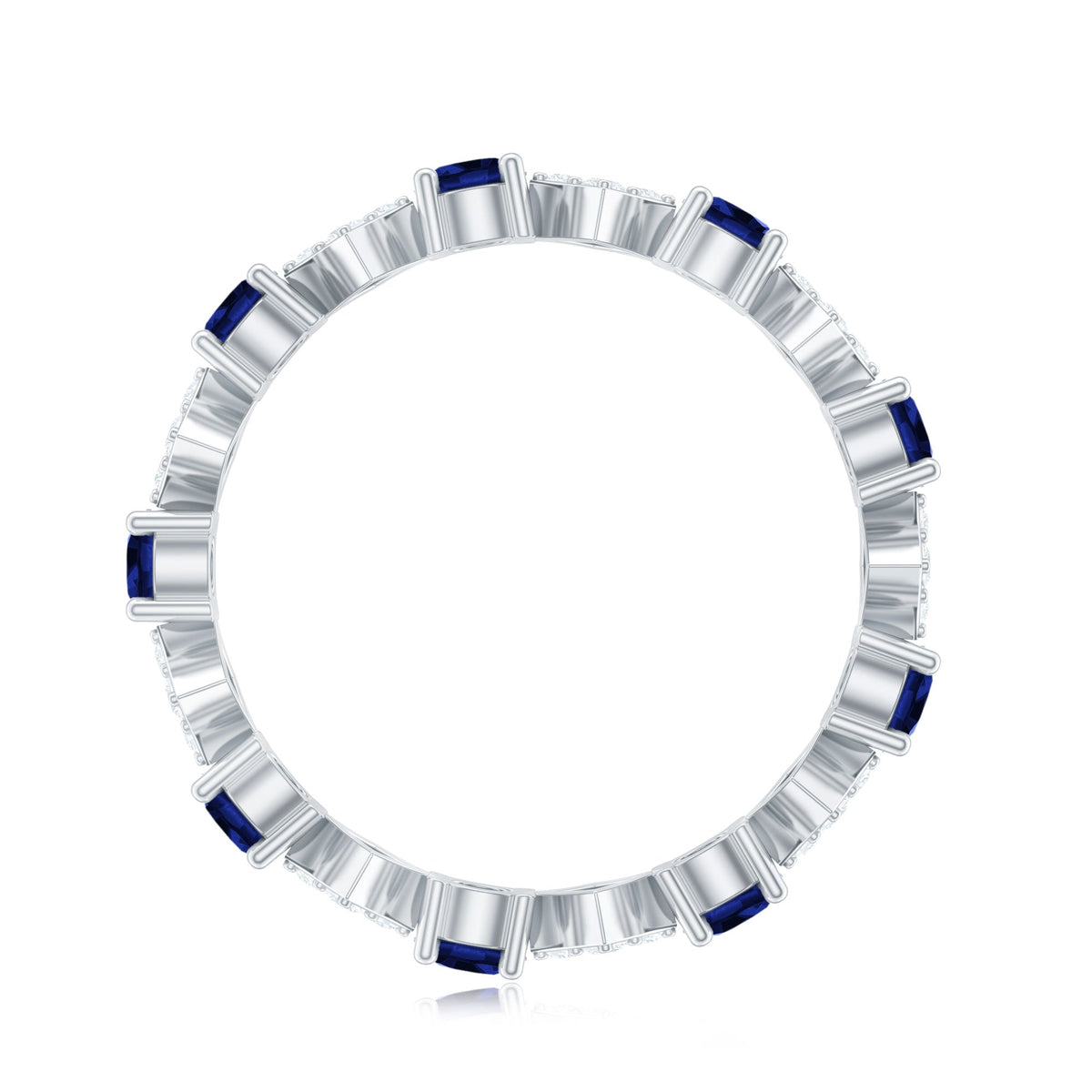 Certified Lab-Created Blue Sapphire and Diamond Eternity Band Ring
