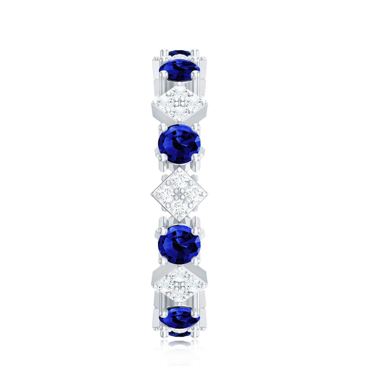 Certified Lab-Created Blue Sapphire and Diamond Eternity Band Ring
