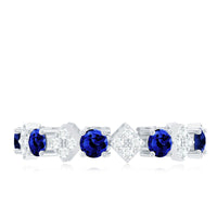 Certified Lab-Created Blue Sapphire and Diamond Eternity Band Ring