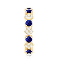 Certified Lab-Created Blue Sapphire and Diamond Eternity Band Ring