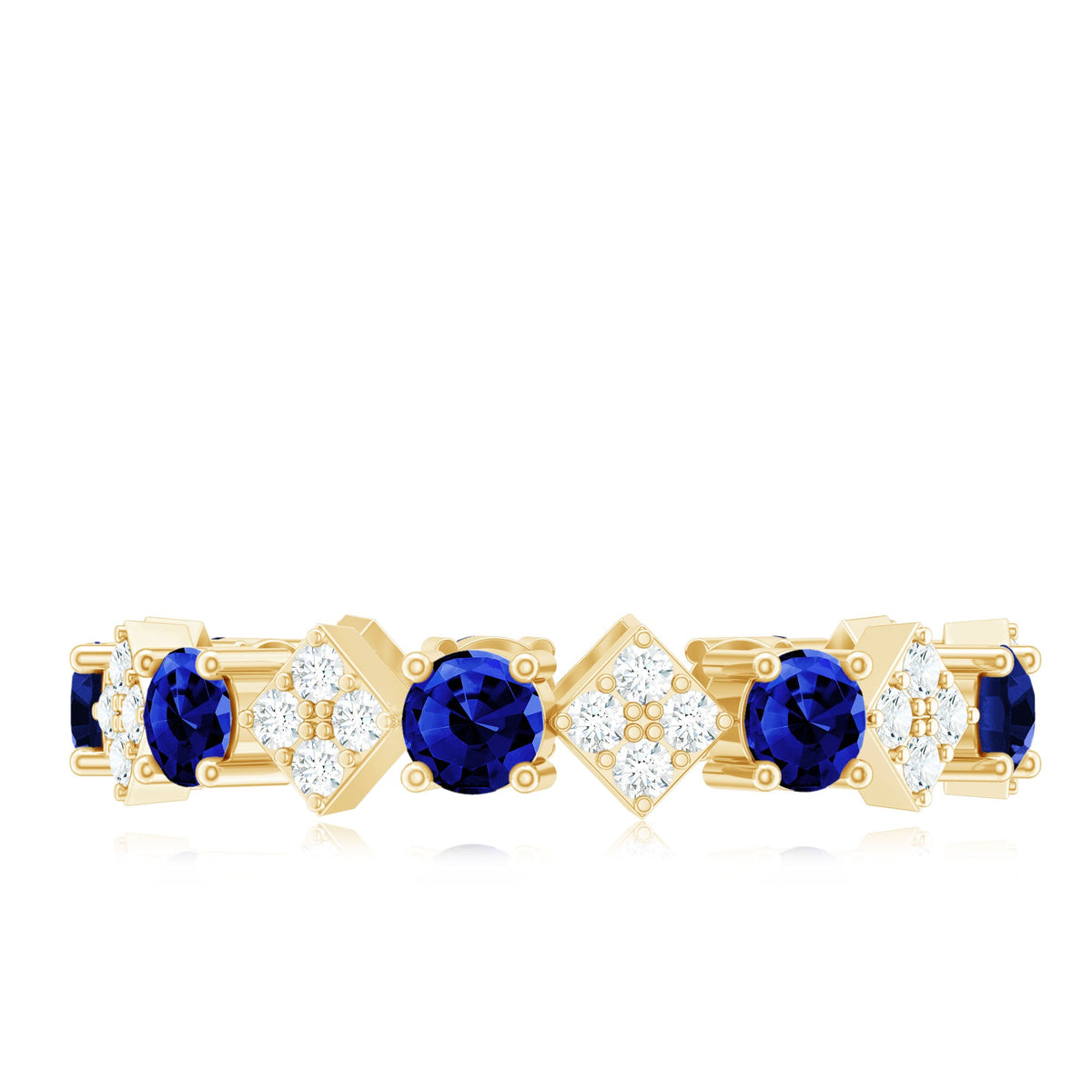 Certified Lab-Created Blue Sapphire and Diamond Eternity Band Ring