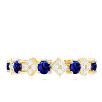 Certified Lab-Created Blue Sapphire and Diamond Eternity Band Ring