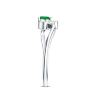 Certified Natural Emerald Heart Promise Ring with Diamond