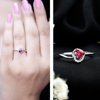 Heart Shape Lab Grown Ruby and Diamond Twisted Promise Ring