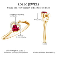 Heart Shape Lab Grown Ruby and Diamond Twisted Promise Ring