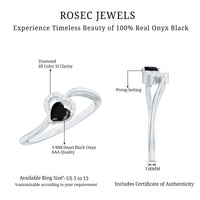 Genuine Black Onyx and Diamond Heart Promise Ring