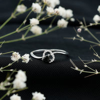 Natural Black Spinel Heart Promise Ring with Diamond