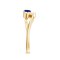 Certified Lab Grown Blue Sapphire Heart Promise Ring with Diamond