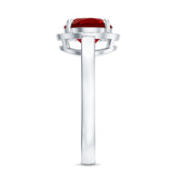 8MM Lab Grown Ruby Round Halo Engagement Ring
