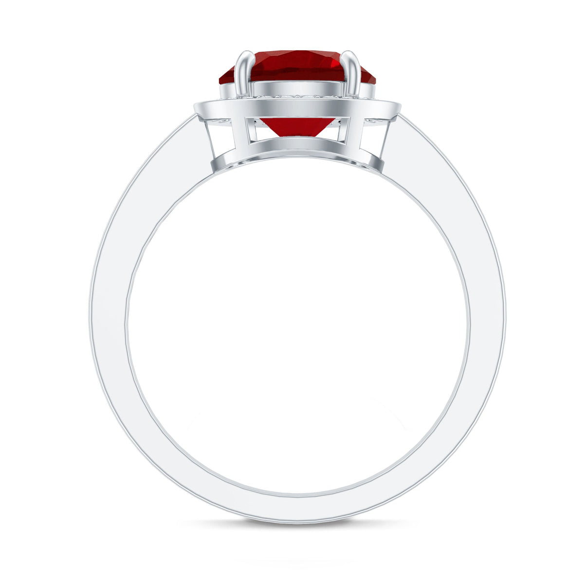 8MM Lab Grown Ruby Round Halo Engagement Ring
