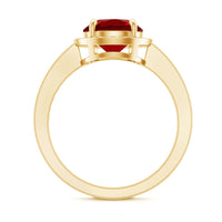 8MM Lab Grown Ruby Round Halo Engagement Ring