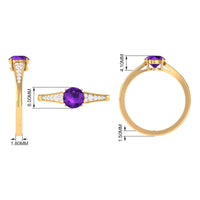 Natural 1.2 Carat Amethyst Engagement Ring with Diamond for Women