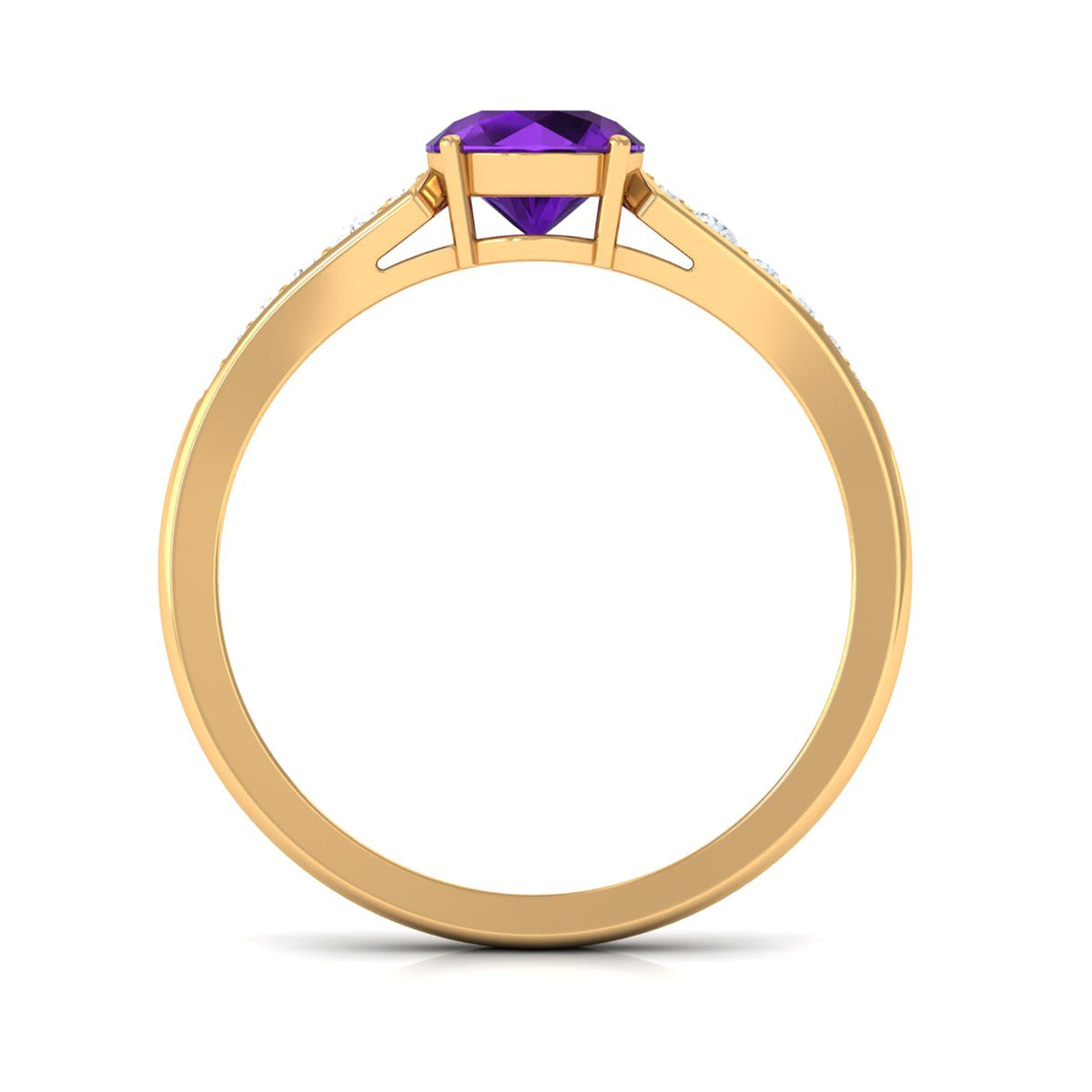Natural 1.2 Carat Amethyst Engagement Ring with Diamond for Women