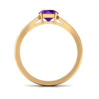 Natural 1.2 Carat Amethyst Engagement Ring with Diamond for Women