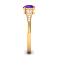 Natural 1.2 Carat Amethyst Engagement Ring with Diamond for Women