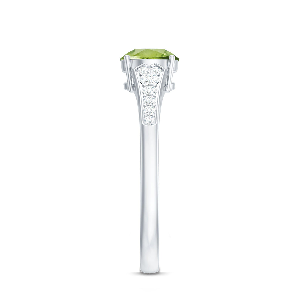 Natural Solitaire 2 Carat Peridot Engagement Ring with Diamond