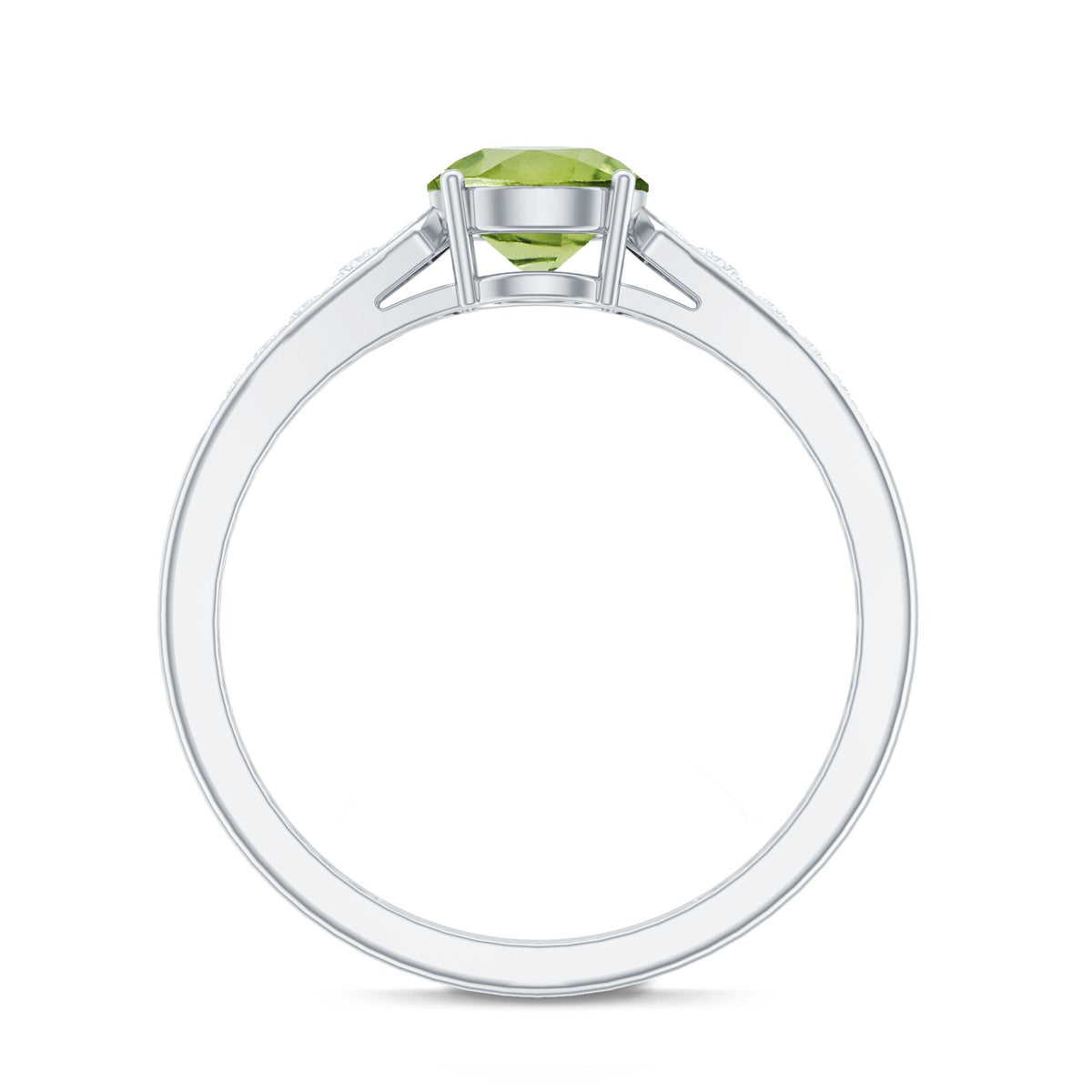 Natural Solitaire 2 Carat Peridot Engagement Ring with Diamond