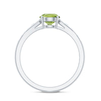 Natural Solitaire 2 Carat Peridot Engagement Ring with Diamond