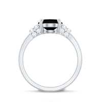 4.2 Carat Lab Grown Black Diamond Oval Engagement Ring with White Diamond