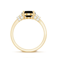 4.2 Carat Lab Grown Black Diamond Oval Engagement Ring with White Diamond