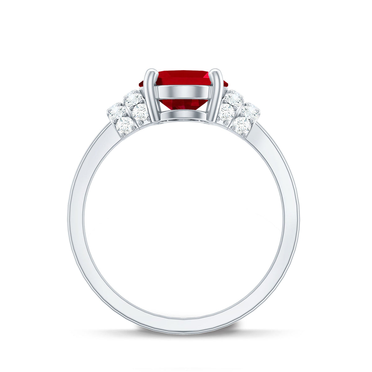 8X10MM Lab Created Ruby Oval Engagement Ring with Diamonds