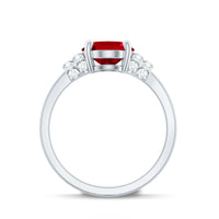 8X10MM Lab Created Ruby Oval Engagement Ring with Diamonds