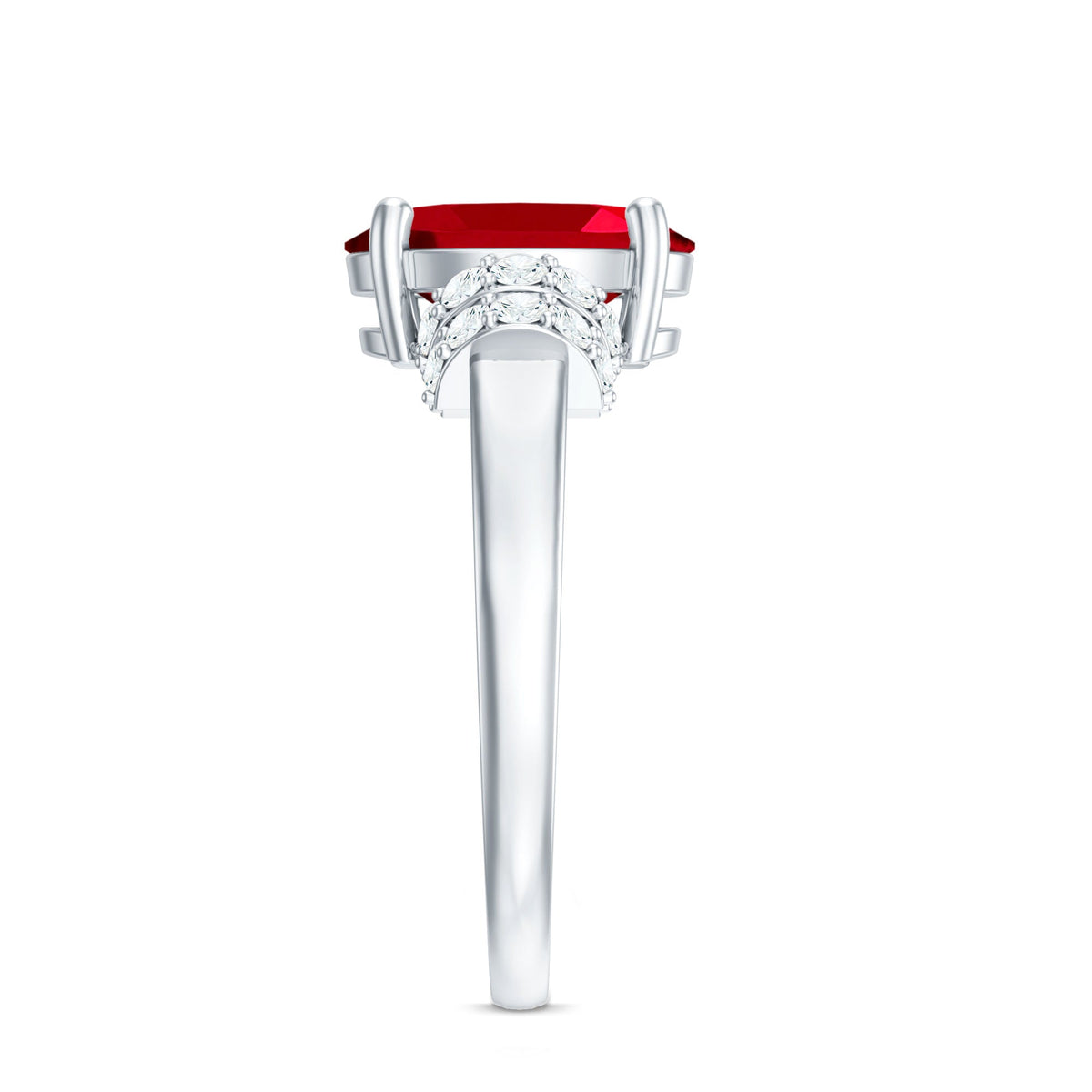 8X10MM Lab Created Ruby Oval Engagement Ring with Diamonds