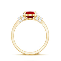8X10MM Lab Created Ruby Oval Engagement Ring with Diamonds