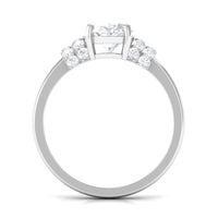 Oval Zircon Engagement Ring with Collar
