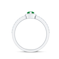 Natural Emerald Heart Promise Engagement Ring with Diamond Halo