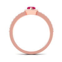 Genuine Ruby Heart Promise Ring with Diamond Halo