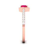 Genuine Ruby Heart Promise Ring with Diamond Halo