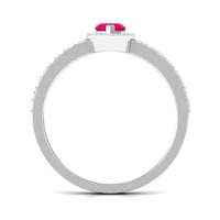 Genuine Ruby Heart Promise Ring with Diamond Halo